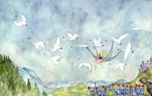 swans carrying sister